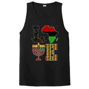 Love Happy Kwanzaa Decorations Africa Map Kinara Candles PosiCharge Competitor Tank