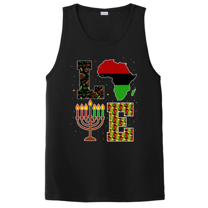 Love Happy Kwanzaa Decorations Africa Map Kinara Candles PosiCharge Competitor Tank