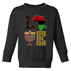 Love Happy Kwanzaa Decorations Africa Map Kinara Candles Toddler Sweatshirt