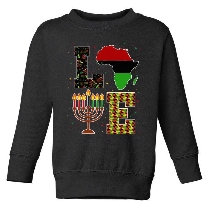 Love Happy Kwanzaa Decorations Africa Map Kinara Candles Toddler Sweatshirt