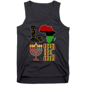 Love Happy Kwanzaa Decorations Africa Map Kinara Candles Tank Top