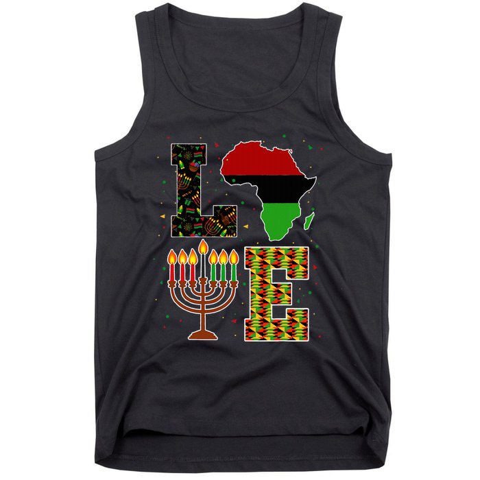 Love Happy Kwanzaa Decorations Africa Map Kinara Candles Tank Top