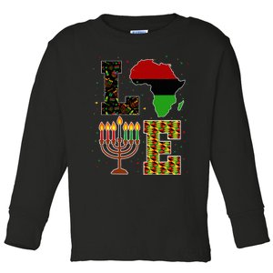 Love Happy Kwanzaa Decorations Africa Map Kinara Candles Toddler Long Sleeve Shirt