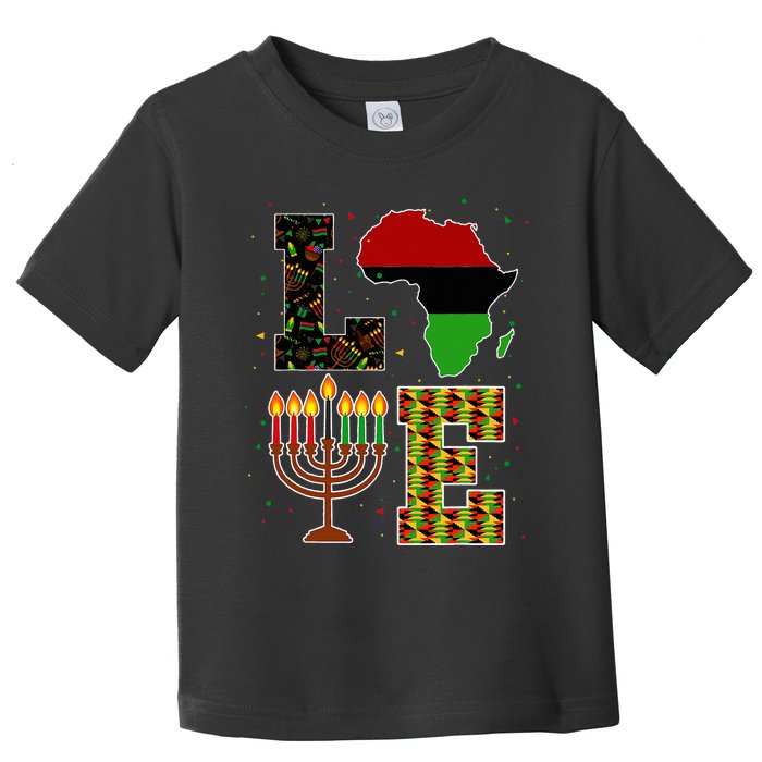 Love Happy Kwanzaa Decorations Africa Map Kinara Candles Toddler T-Shirt