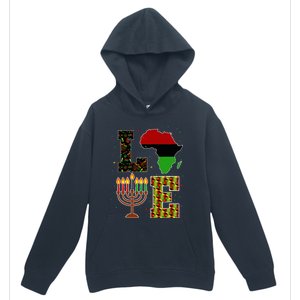 Love Happy Kwanzaa Decorations Africa Map Kinara Candles Urban Pullover Hoodie