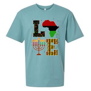 Love Happy Kwanzaa Decorations Africa Map Kinara Candles Sueded Cloud Jersey T-Shirt