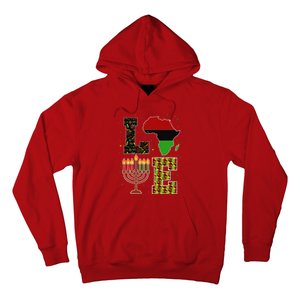 LOVE Happy Kwanzaa Decorations Africa Map Kinara Candles Hoodie