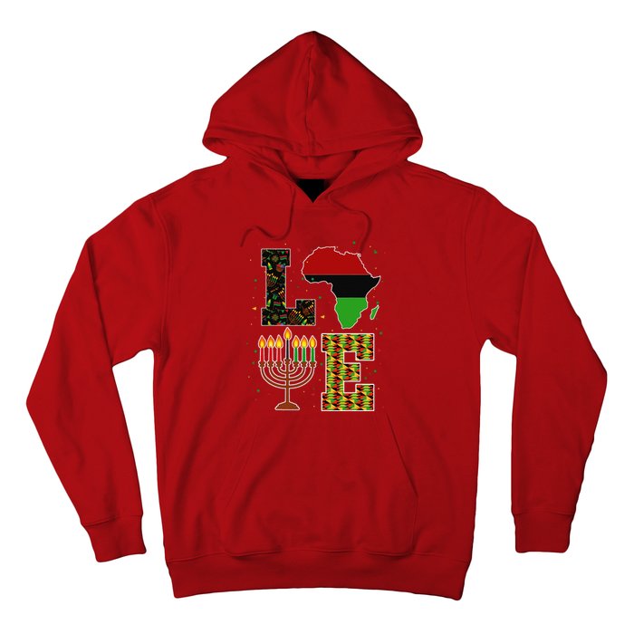 LOVE Happy Kwanzaa Decorations Africa Map Kinara Candles Hoodie