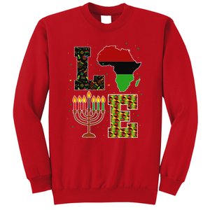 LOVE Happy Kwanzaa Decorations Africa Map Kinara Candles Sweatshirt