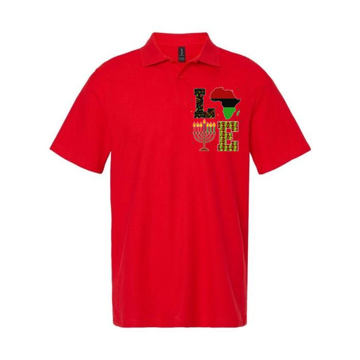 LOVE Happy Kwanzaa Decorations Africa Map Kinara Candles Softstyle Adult Sport Polo