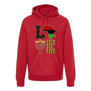 LOVE Happy Kwanzaa Decorations Africa Map Kinara Candles Premium Hoodie