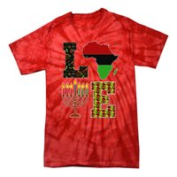 LOVE Happy Kwanzaa Decorations Africa Map Kinara Candles Tie-Dye T-Shirt