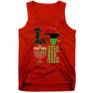 LOVE Happy Kwanzaa Decorations Africa Map Kinara Candles Tank Top