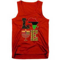 LOVE Happy Kwanzaa Decorations Africa Map Kinara Candles Tank Top