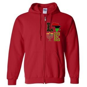 LOVE Happy Kwanzaa Decorations Africa Map Kinara Candles Full Zip Hoodie