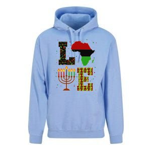 LOVE Happy Kwanzaa Decorations Africa Map Kinara Candles Unisex Surf Hoodie