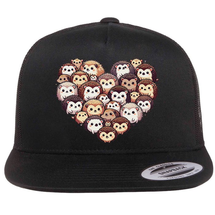 Lovely Hedgehog Lover Hedgehogs Flat Bill Trucker Hat