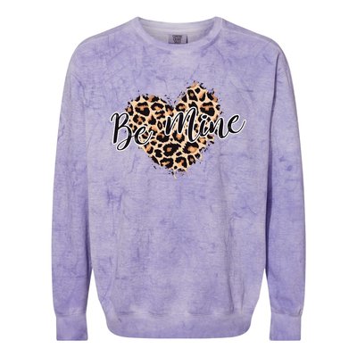 Love Heart Leopard Print Be Mine Colorblast Crewneck Sweatshirt