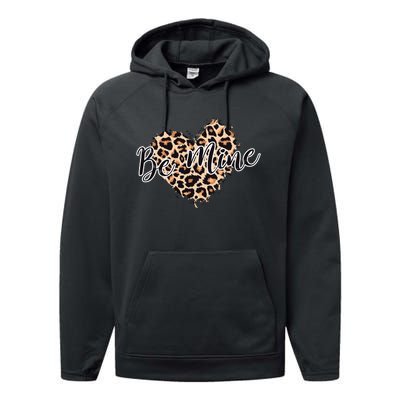 Love Heart Leopard Print Be Mine Performance Fleece Hoodie