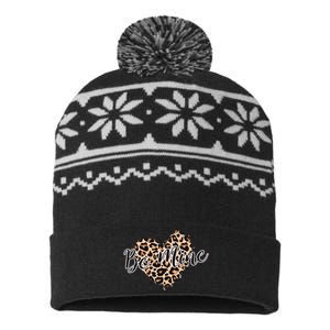 Love Heart Leopard Print Be Mine USA-Made Snowflake Beanie