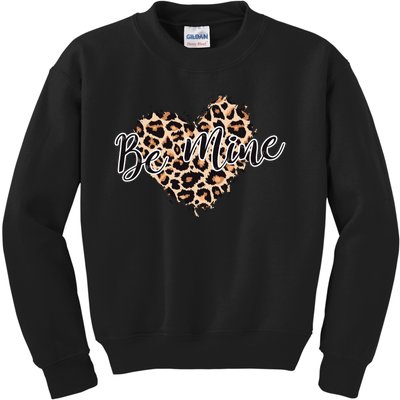 Love Heart Leopard Print Be Mine Kids Sweatshirt