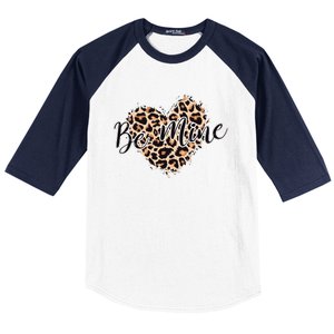 Love Heart Leopard Print Be Mine Baseball Sleeve Shirt