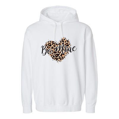 Love Heart Leopard Print Be Mine Garment-Dyed Fleece Hoodie