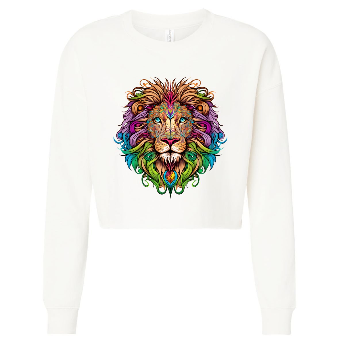 Lion Head Cropped Pullover Crew