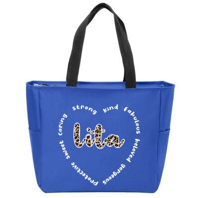 Lita Heart Lita Grandmother Appreciation Lita Grandma Great Gift Zip Tote Bag