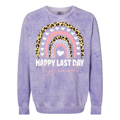 Leopard Happy Last Day Of School Student Graduation Rainbow Colorblast Crewneck Sweatshirt