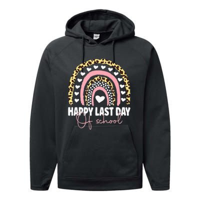 Leopard Happy Last Day Of School Student Graduation Rainbow Performance Fleece Hoodie