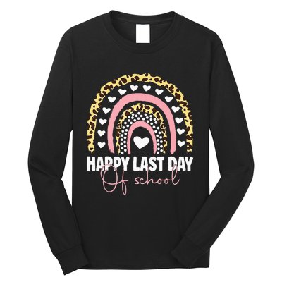 Leopard Happy Last Day Of School Student Graduation Rainbow Long Sleeve Shirt