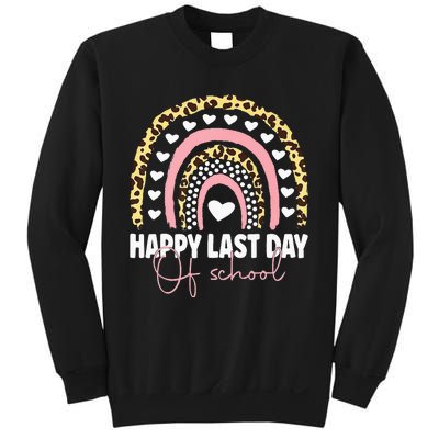 Leopard Happy Last Day Of School Student Graduation Rainbow Sweatshirt