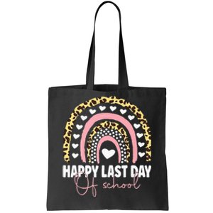 Leopard Happy Last Day Of School Student Graduation Rainbow Tote Bag