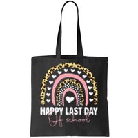 Leopard Happy Last Day Of School Student Graduation Rainbow Tote Bag