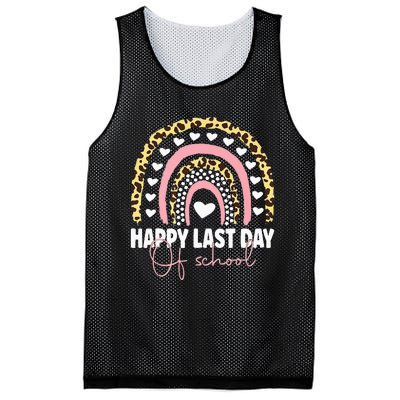 Leopard Happy Last Day Of School Student Graduation Rainbow Mesh Reversible Basketball Jersey Tank