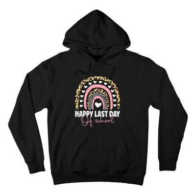 Leopard Happy Last Day Of School Student Graduation Rainbow Tall Hoodie