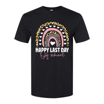 Leopard Happy Last Day Of School Student Graduation Rainbow Softstyle CVC T-Shirt