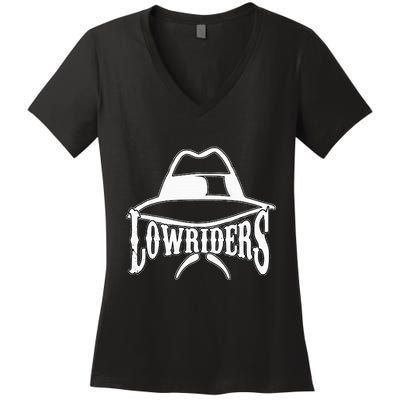 Lowrider Hat La Chicano Cholo Los Angeles Low Rider Women's V-Neck T-Shirt