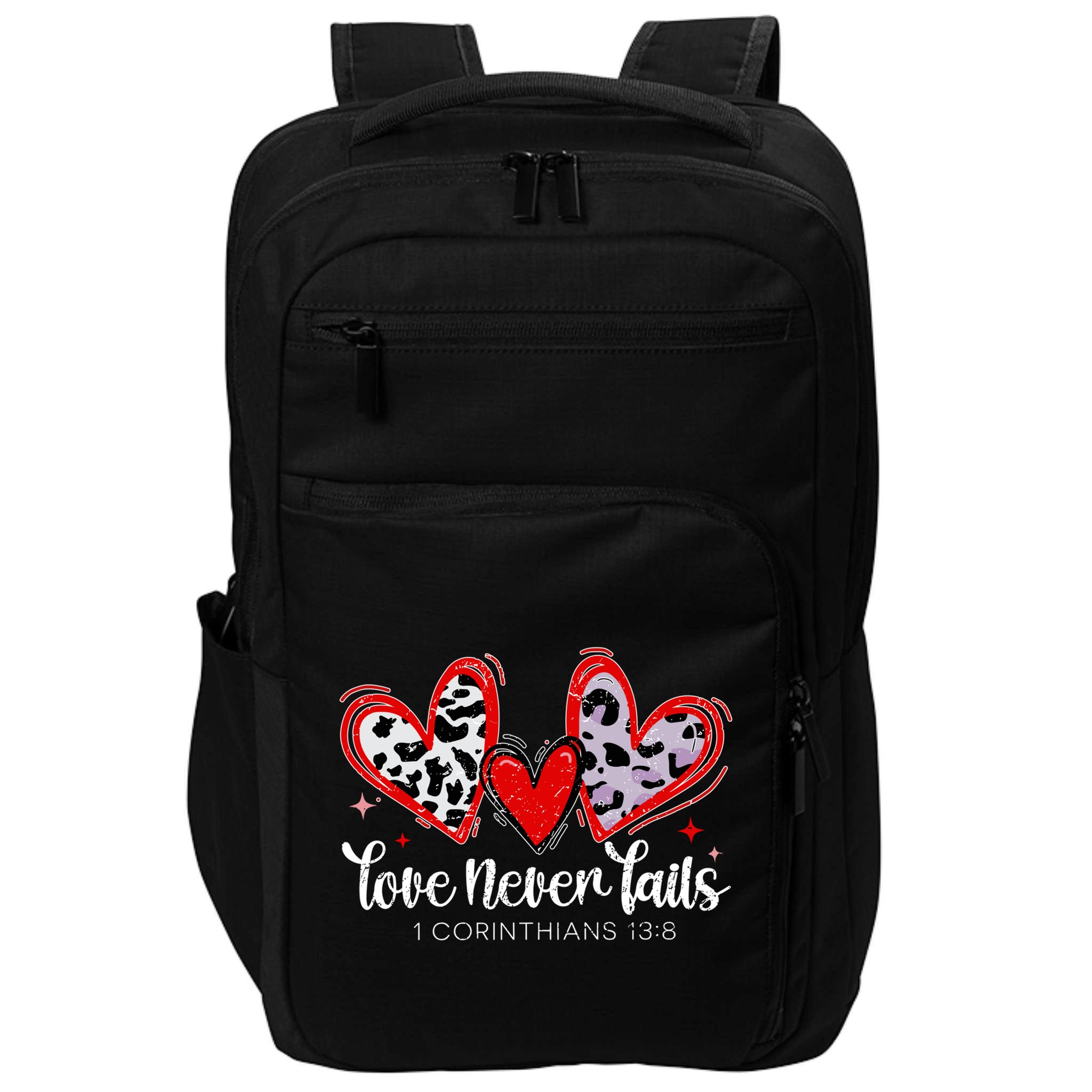 Leopard Heart Love Never Fails Christian ValentineS Day Gift Impact Tech Backpack