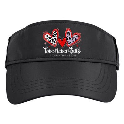 Leopard Heart Love Never Fails Christian ValentineS Day Gift Adult Drive Performance Visor