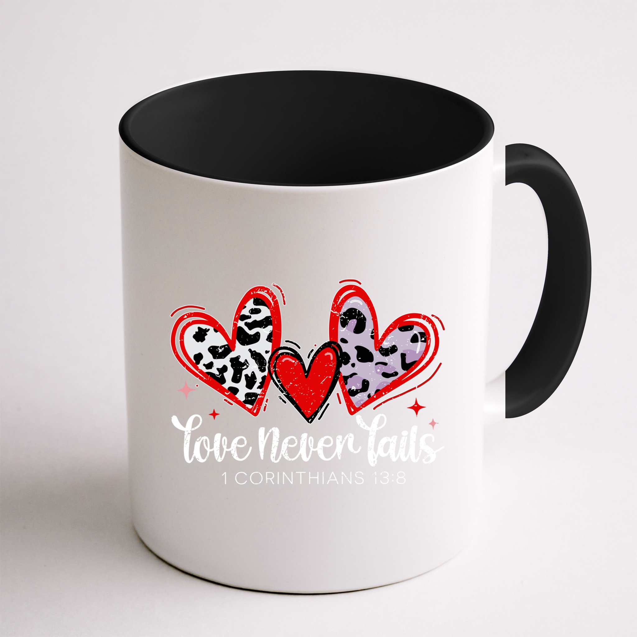 Leopard Heart Love Never Fails Christian ValentineS Day Gift Mug