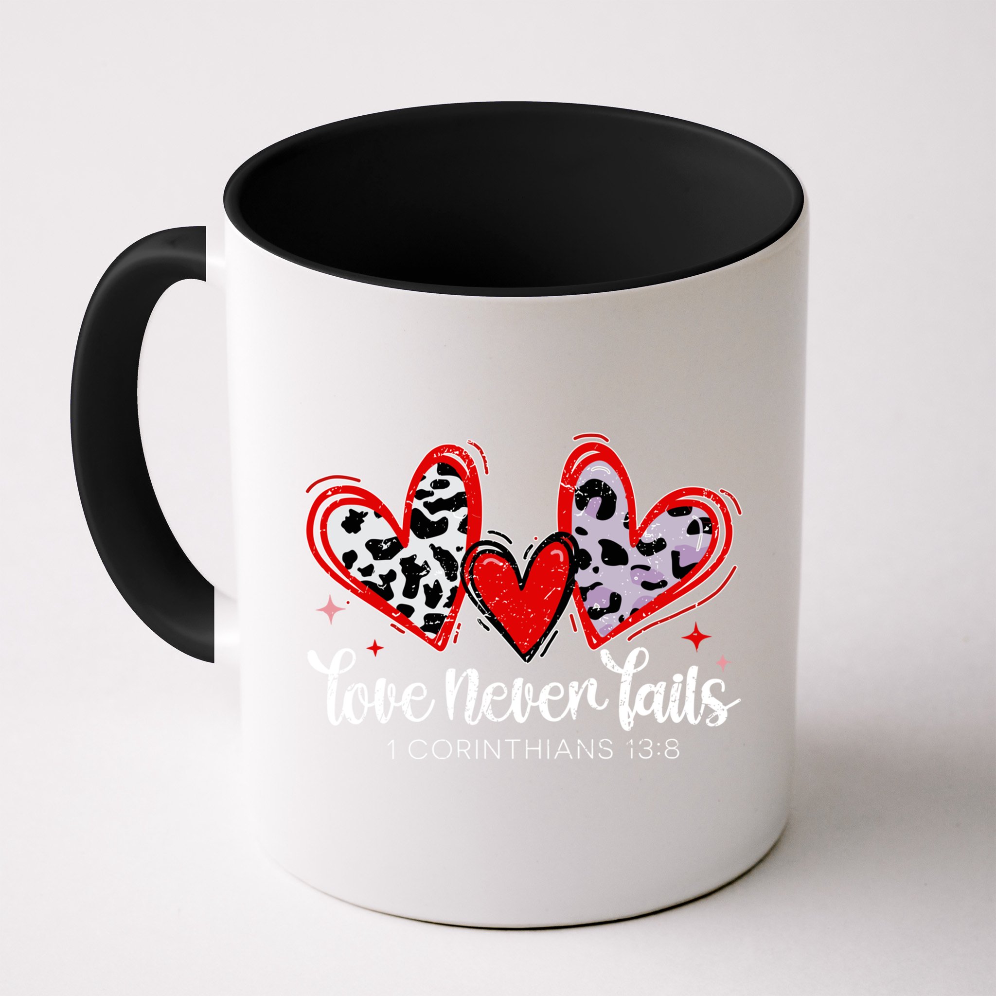 Leopard Heart Love Never Fails Christian ValentineS Day Gift Mug