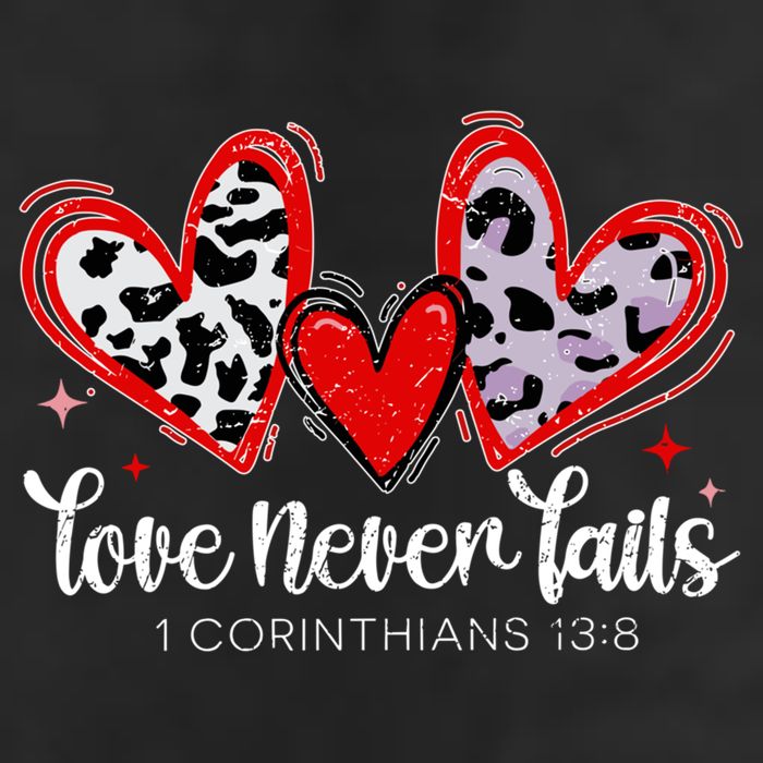 Leopard Heart Love Never Fails Christian ValentineS Day Gift 25L Jumbo Tote