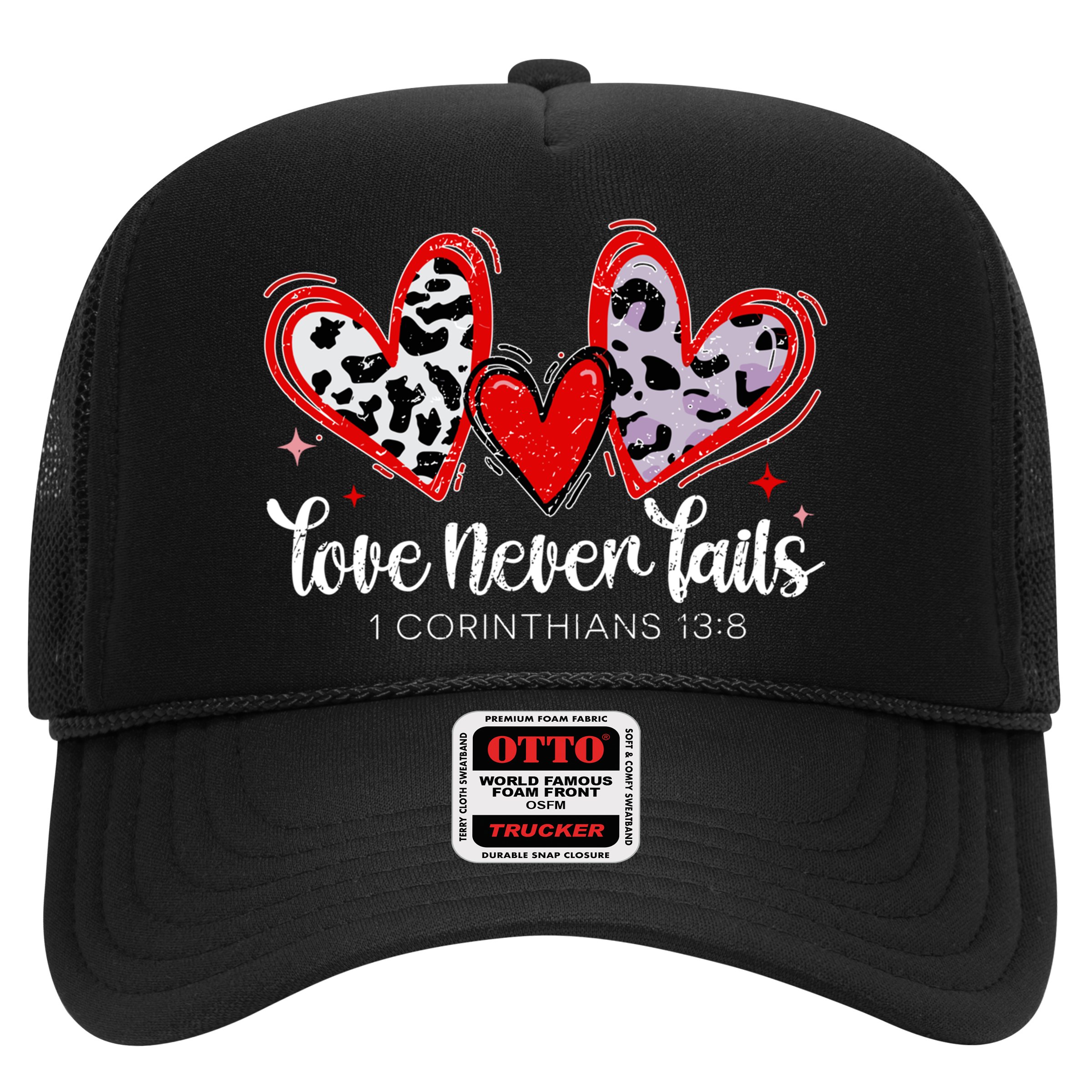 Leopard Heart Love Never Fails Christian ValentineS Day Gift Hat