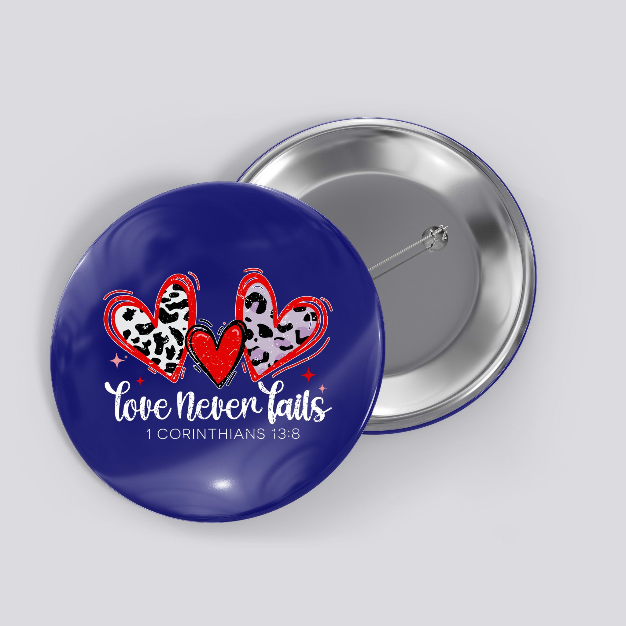 Leopard Heart Love Never Fails Christian ValentineS Day Gift Button