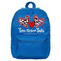 Leopard Heart Love Never Fails Christian ValentineS Day Gift 16 in Basic Backpack
