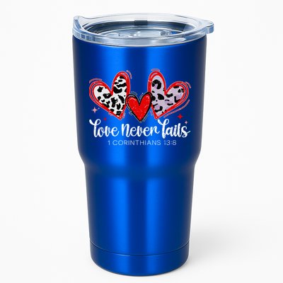 Leopard Heart Love Never Fails Christian ValentineS Day Gift Tumbler