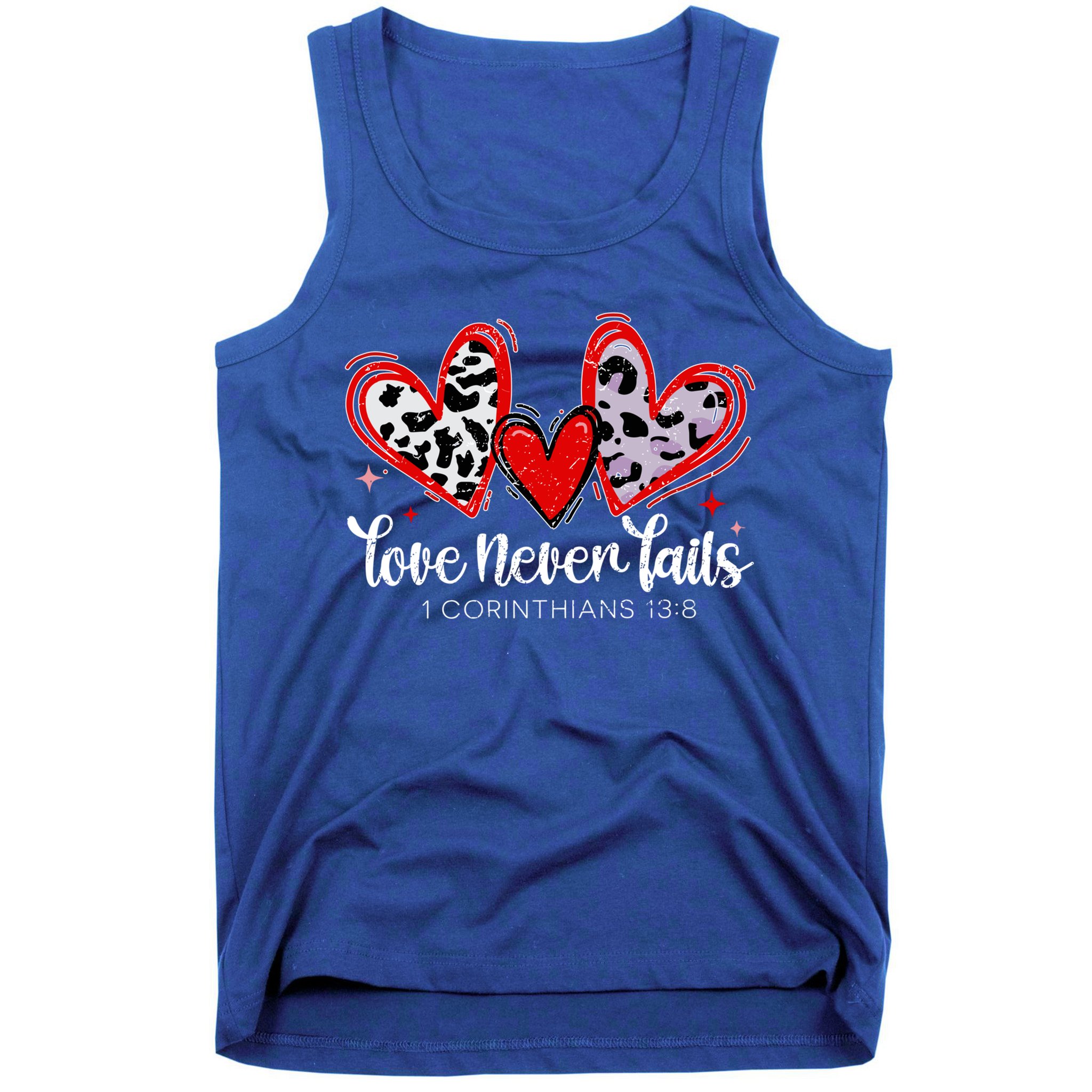 Leopard Heart Love Never Fails Christian ValentineS Day Gift Tank Top