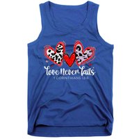 Leopard Heart Love Never Fails Christian ValentineS Day Gift Tank Top
